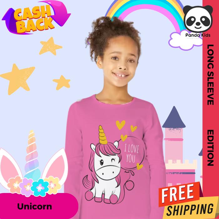 Gambar Baju Atasan Kaos Anak Perempuan Koleksi Motif Karakter 9 dan 10 Tahun - Unicorn dari PandaKids_id undefined Tokopedia