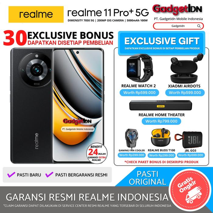 Gambar REALME 11 Pro+ 5G 12/512GB 8/256GB GARANSI RESMI REALME - Pro 5G - Black, TANPA BONUS dari GadgetIDN undefined Tokopedia