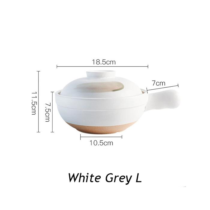 Gambar Fuji Handle Stew Pot / Panci Mangkok Tim Sapo Claypot Keramik Jepang - White Grey L dari Eraque undefined Tokopedia