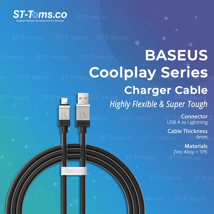 Gambar Baseus CoolPlay Series Charger Cable USB A to Lightning 2.4A 20W CAKW0 - Black, 1M dari ST-Toms.co undefined Tokopedia