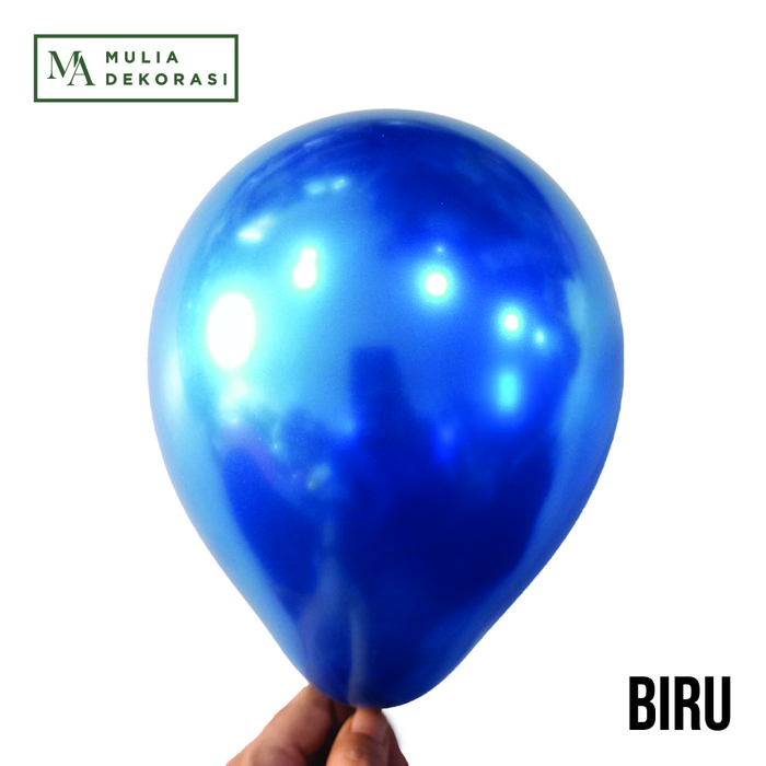 Gambar Balon Metalik Chrome Kecil 5 Inch 10 Pcs Ulang Tahun - Biru dari Mulia Dekorasi undefined Tokopedia