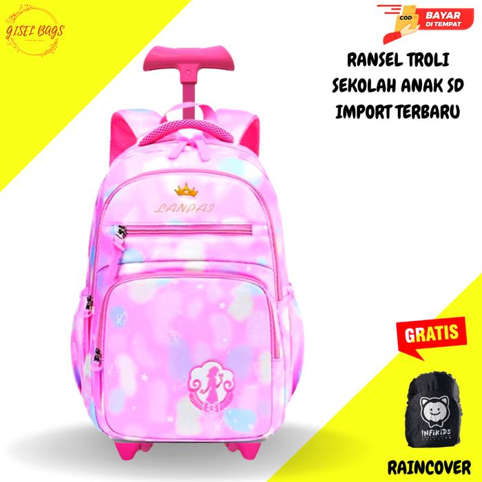 Gambar Trolley anak sekolah SD Tas koper perempuan anak sd gambar lucu import - 3060 PINK dari Gisel Bags undefined Tokopedia