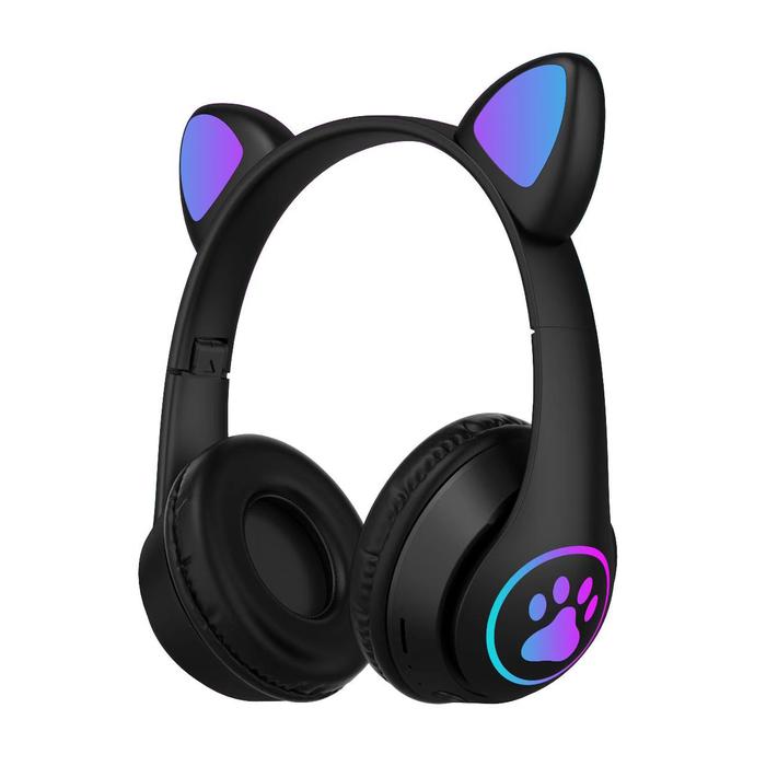 Gambar Headphone Bluetooth MZ-023 LED Telinga Kucing Headset Bando Super Bass - Hitam dari GangEnam Cell_NEW undefined Tokopedia