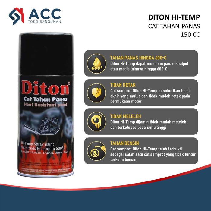 Gambar DITON Hi Temp Pylox Pilox Pilok Cat Semprot Anti Panas Knalpot - 150cc, Silver dari Toko Bangunan ACC undefined Tokopedia