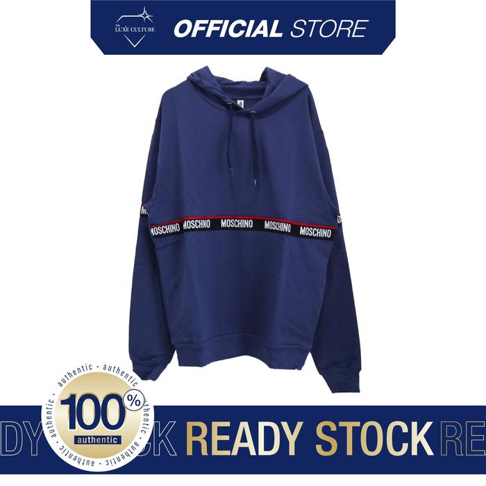Jual Moschino Middle Tape Blue Hoodie Hoodie Branded Original