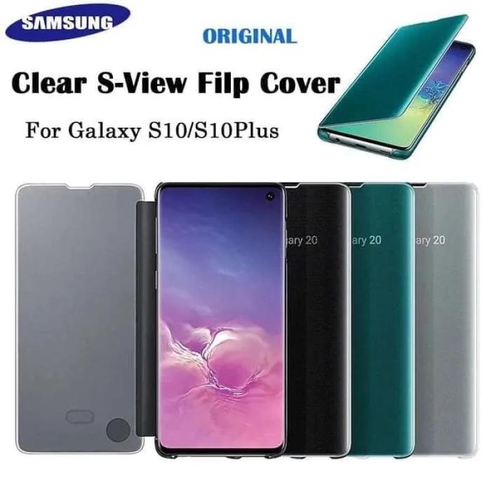 Jual Samsung Galaxy S10 Plus Clear View Original Flip Cover Hard
