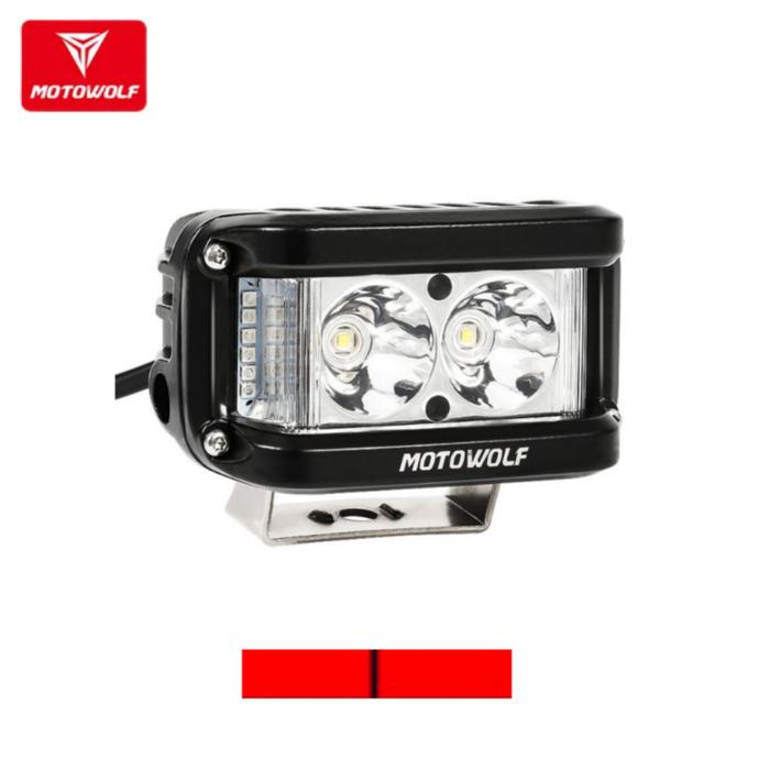 Gambar Lampu Tembak LED Lampu Strobo Motor Motowolf Lampu Cree 25W Original - Merah Merah dari Moto Bikes undefined Tokopedia