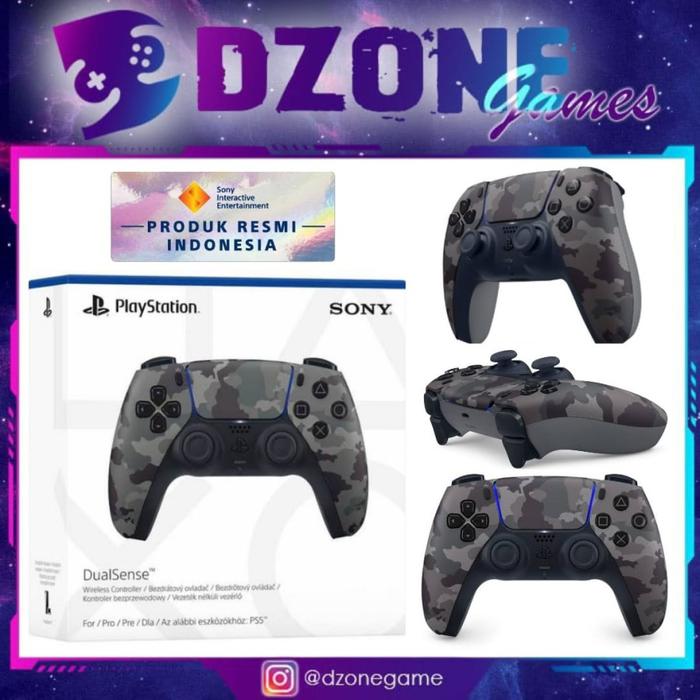 Gambar PS5 Dual Sense Controller /PS5 DualSense/ PS5 Controller / Stik PS5 - Gray Camouflage dari Dzone Games undefined Tokopedia