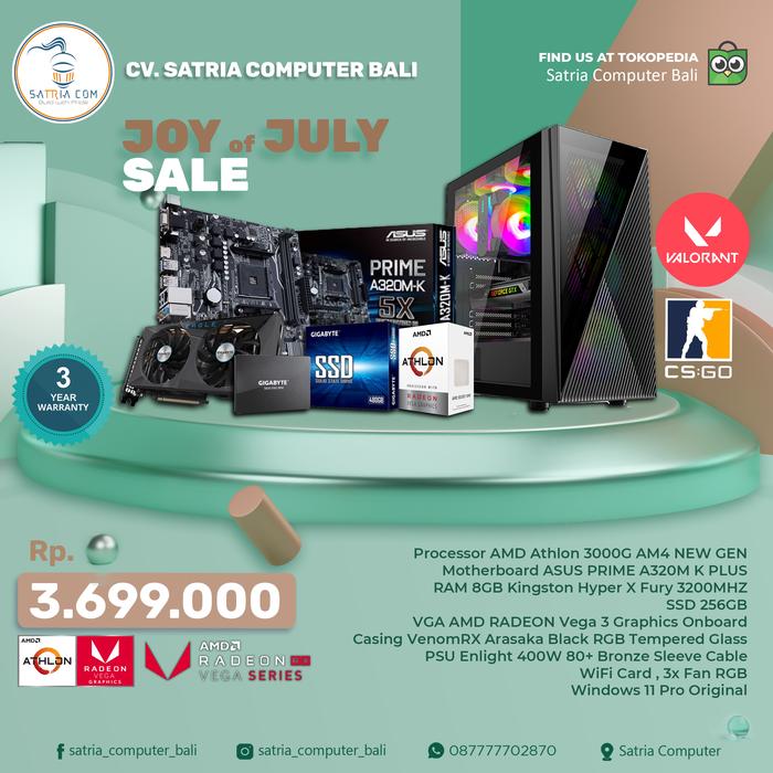 Jual RAKITAN PC GAMING EDITION AMD ATHLON 3000G 8GB VEGA