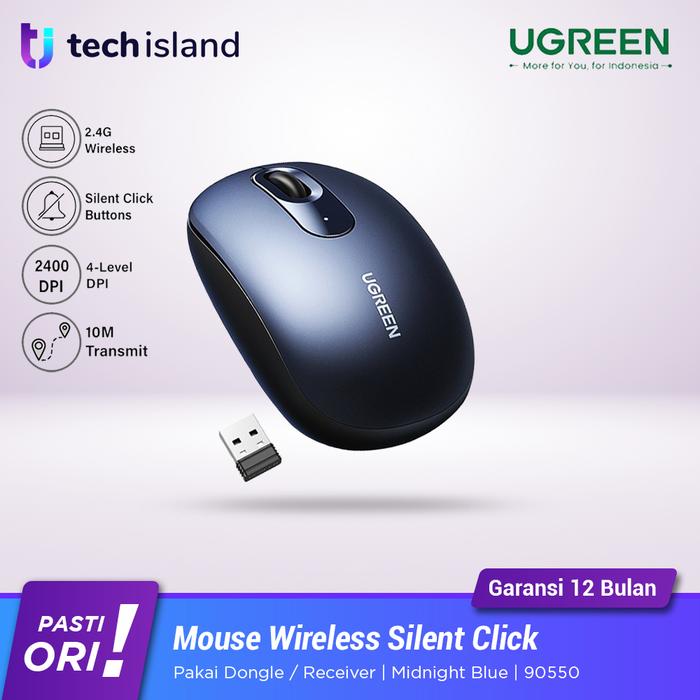 Gambar Ugreen Mouse Wireless Bluetooth&USB MiniReceiver 2.4Ghz 4000dpi Silent - MidBlueDongle dari Tech Island undefined Tokopedia