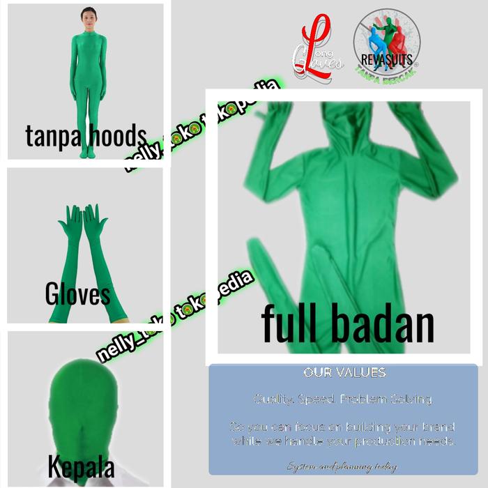 Gambar kostum green screen untuk hilang baju greenscreen chroma key - Hijau, Tanpa hoods dari REVASUITS undefined Tokopedia