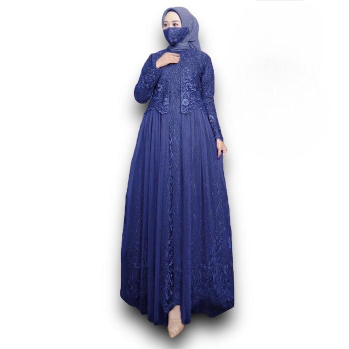 Gambar gamis brukat busui shireen free masker gamis brukat full terbaru - Navy, S/M LD 90CM dari Hasanah_7 undefined Tokopedia