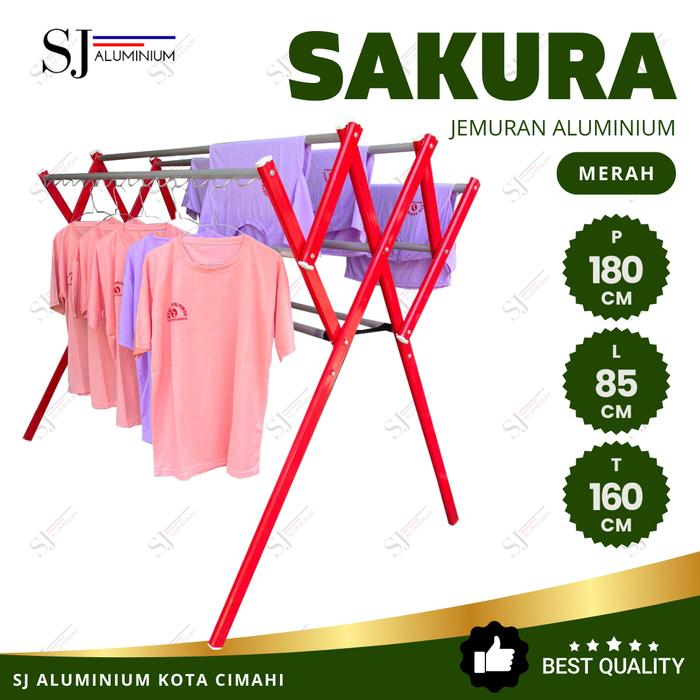 Gambar SJALUMINIUM - Jemuran Baju Aluminium Jumbo Sakura Warna 1,8 M [180CM] - SAKURA MERAH dari SJ Aluminium Cimahi undefined Tokopedia