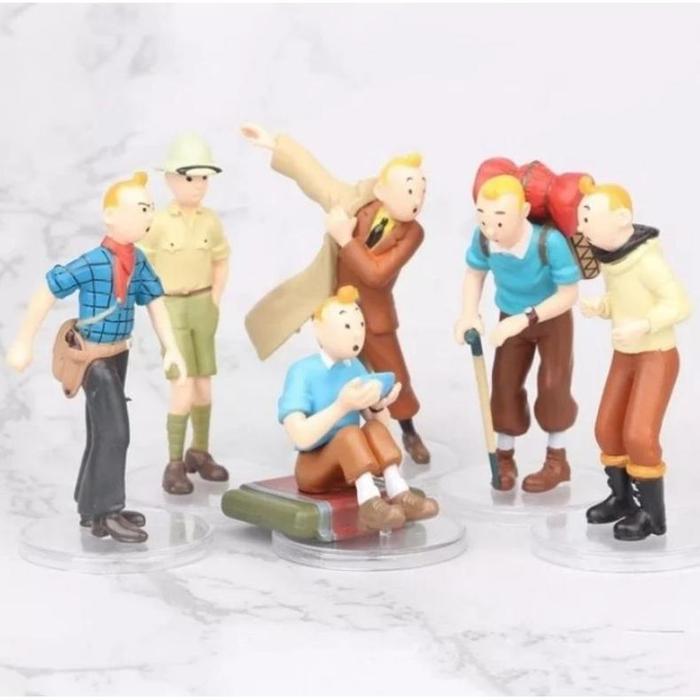 Gambar The Adventure of Tintin set Figure 6pcs Seri baru - Seri#C, 8cm dari liavialala undefined Tokopedia