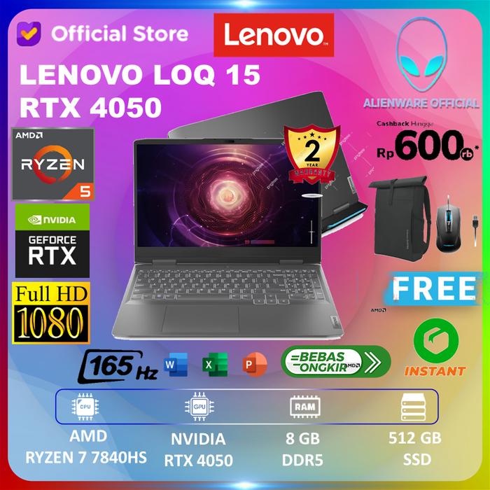 Lenovo LOQ 15 Gaming RTX4050 6GB Ryzen 7640HS 8GB 512 SSD W11 OHS UNIT