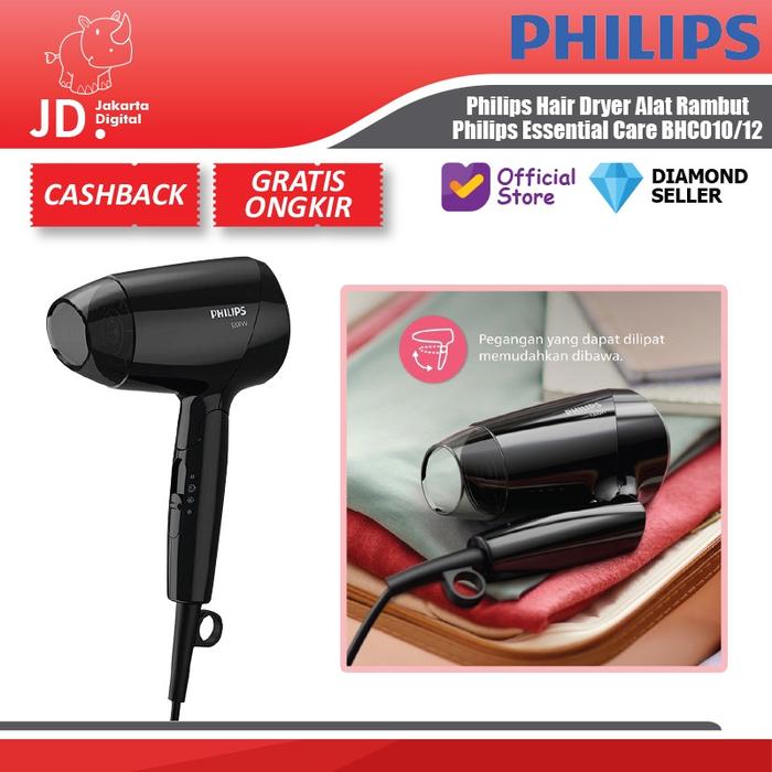 Gambar Philips Hair Dryer Alat Rambut Philips Essential Care BHC010/12 Pengering Rambut Hairdryer - Hitam dari Jakarta Digital 8 Kota Administrasi Jakarta Pusat Tokopedia