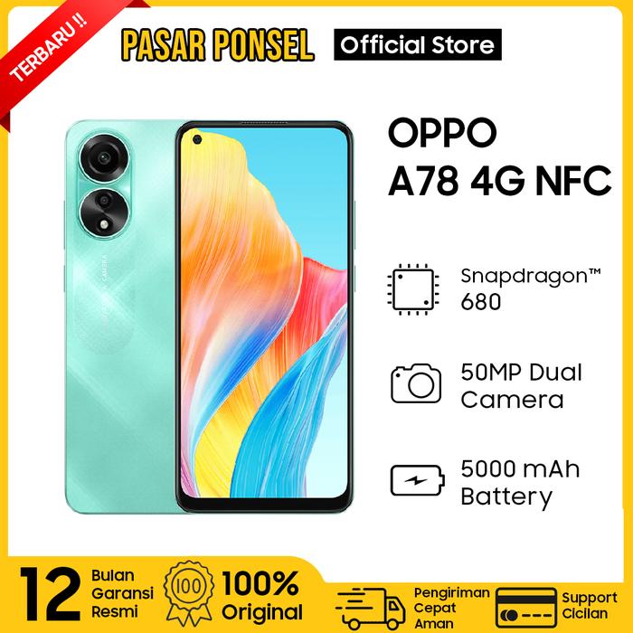 Gambar OPPO A78 4G NFC RAM 8/256 GB GARANSI RESMI - Hitam dari Pasar Ponsel Surabaya undefined Tokopedia