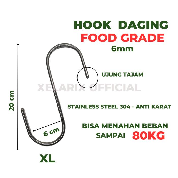 Gambar Gantungan Daging, Meat Hook dari Baja Stainless Steel FOOD GRADE - XL 20cm dari XELARIX undefined Tokopedia