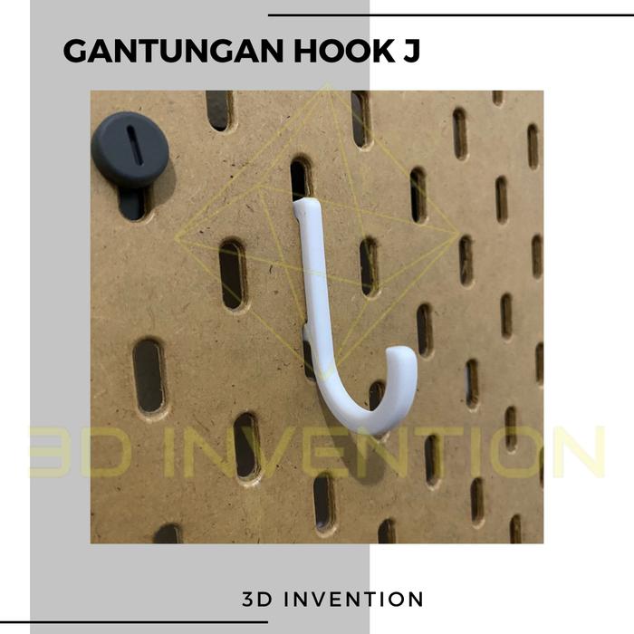 Gambar Aksesoris Pegboard Papan Berlubang - Gantungan Hook 3D Print - L Hook 15mm, Putih dari 3D Invention undefined 3 Tokopedia