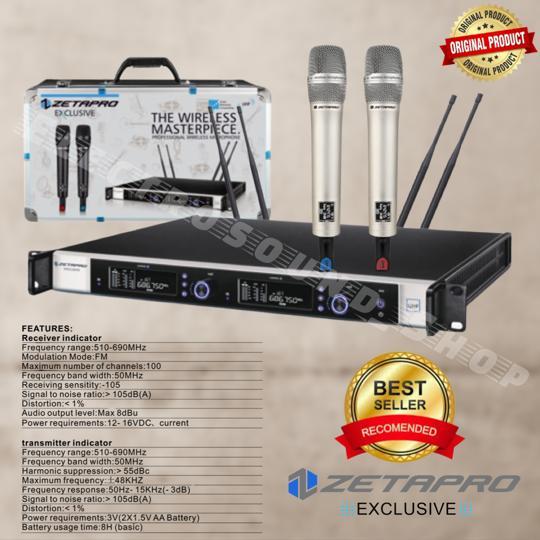 Gambar Mic wireless zetapro exclusive 2 handle / microphone zetapro hitam - gold light dari ELECTROSOUND undefined Tokopedia