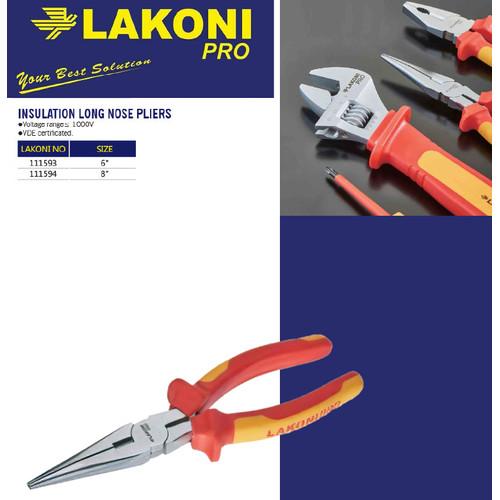 Gambar JETJO TOOLS Tang Elektrik Listrik Insulated Pliers 6 7 8 Inch 1000V - Long Nose 6inch dari Pi Toserba undefined Tokopedia