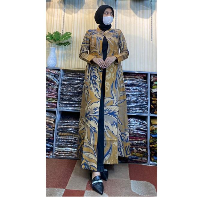 Gambar outer gamis batik bahan doby - long outer batik Lokatara dari batik lokatara_NEW undefined Tokopedia