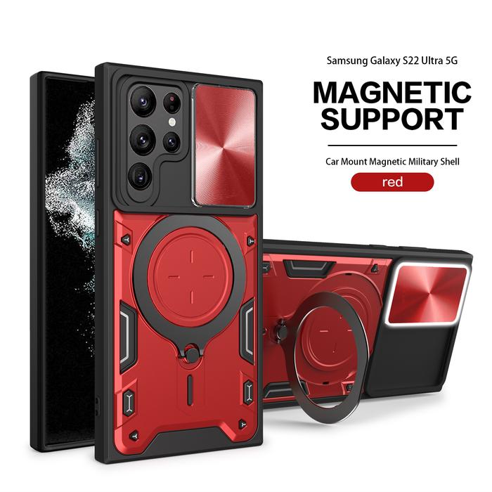 Gambar Samsung S22 Ultra - EvoX Army Flash Flip Lens Armor Case Shockproof - Red dari Megascarlet undefined Tokopedia