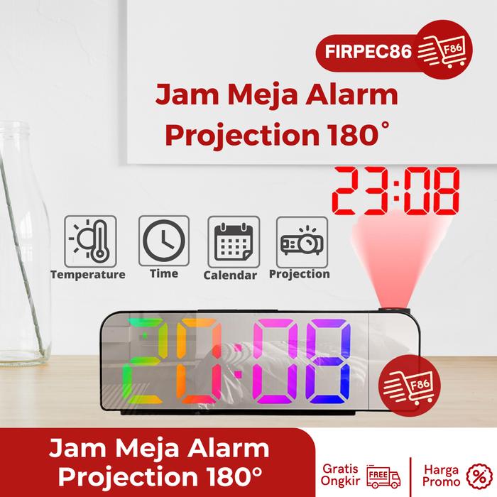 Gambar jam Meja Unik Proyektor Desk Clock LED Digital Alarm Projection 180° - Rainbow dari FIRPEC86 undefined Tokopedia