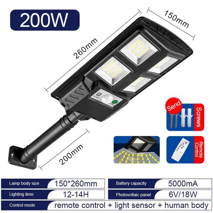 Gambar lampu jalan tenaga surya PIR motion sensor solar led light outdoor - 200W dari Paleo Sky undefined Tokopedia