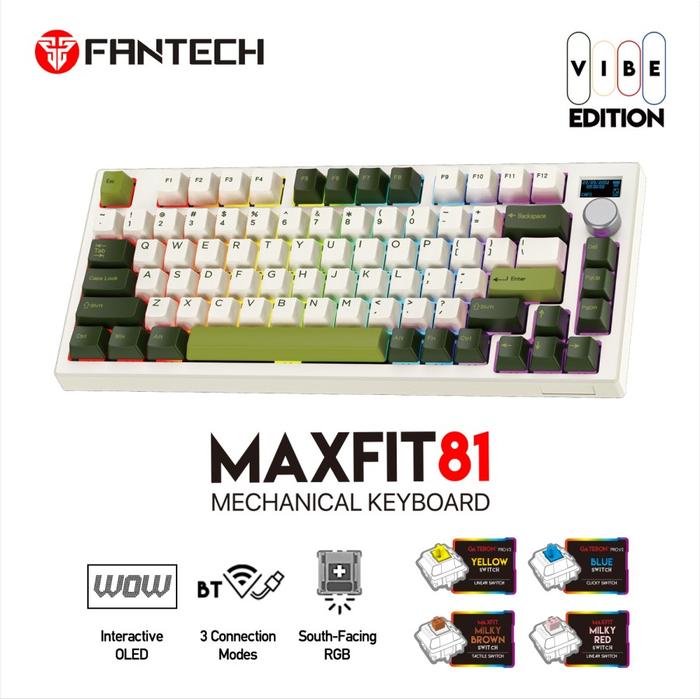 Gambar Fantech MAXFIT81 Wireless 75% PBT Mechanical Keyboard Gaming MAXFIT 81 - MILKY MATCHA, YELLOW SWITCH dari Vincent 888 undefined Tokopedia