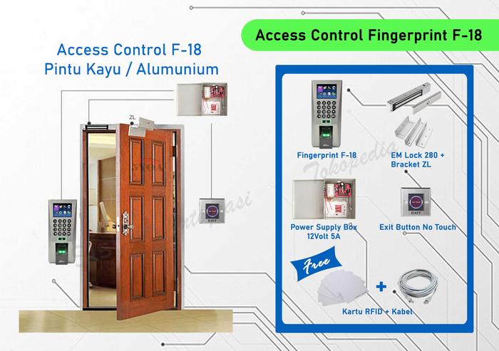 Gambar Paket Access Control Fingerprint F18 Pintu Kaca / Kayu / ALumunium - Kayu/Alumunium dari System Integrasi undefined Tokopedia