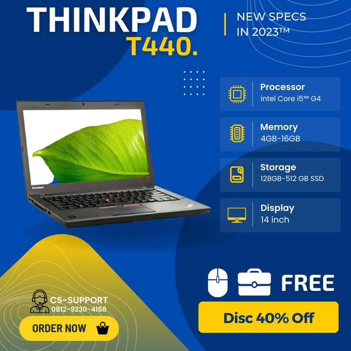 laptop lenovo thinkpad core i5 gen t440 ram 8gb ssd 256gb bergaransi  4GB/500GB di Bara Technologi Solusindo Tokopedia