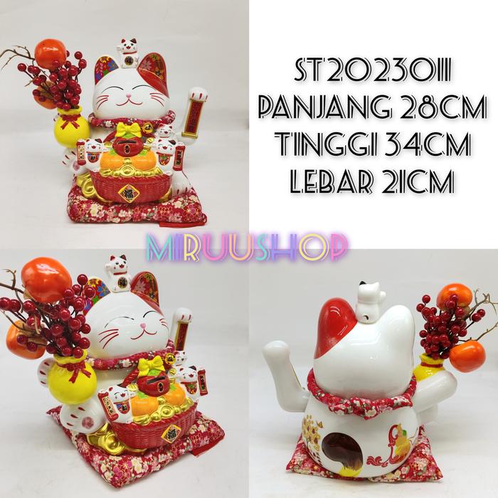 Gambar Patung hiasan dekorasi kucing hoki maneki neko keramik fengshui rejeki - ST 2022073 dari Miruushop undefined 3 Tokopedia