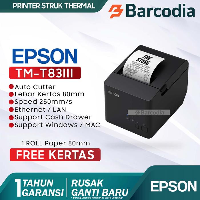 Gambar PRINTER EPSON TMT82 USB KERTAS THERMAL 80MM | TM-T82 USB GARANSI - T83II LAN dari Barcodia undefined Tokopedia