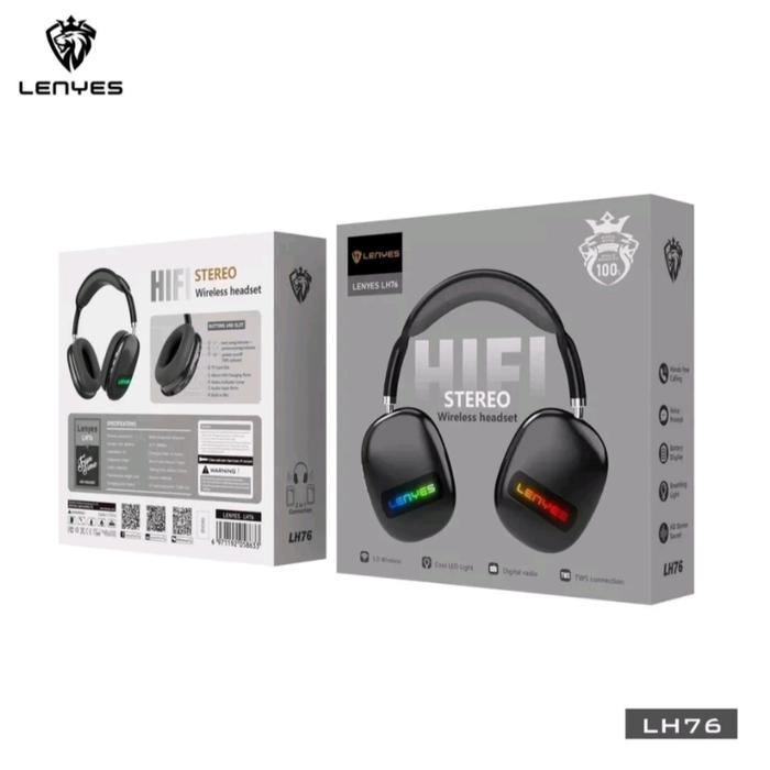 Gambar Headphone Wireless Bluetooth LENYES LH-76 LED ORIGINAL SUPER BASS dari IR ACC ORIGINAL undefined Tokopedia
