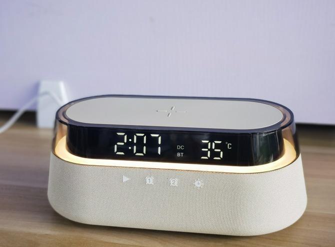 Gambar VIEWTEC W39 Wireless Charger Speaker Bluetooth LED Lamp Alarm Clock - Beige dari Cygnus Shop undefined Tokopedia