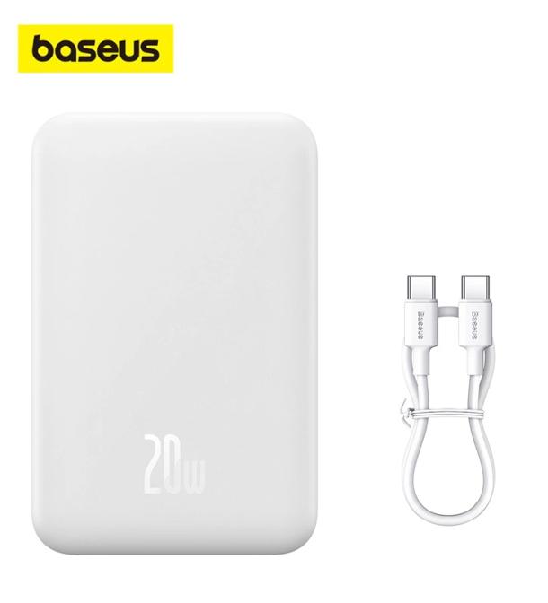 Gambar BASEUS WIRELESS POWER BANK MAGNETIC MAGSAFE 20W 20000mAH FAST CHARGING - Putih dari D&D-oLshop undefined Tokopedia