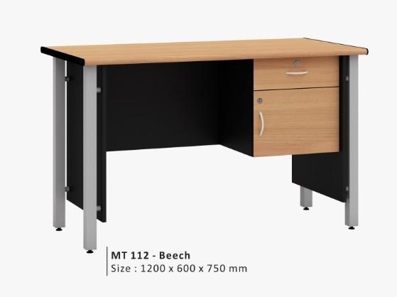 Gambar Meja Kerja Kantor Kaki Besi Popular Meja Guru Setengah Biro MT 112 - Mahogany dari nicoleonmebel undefined 5 Tokopedia