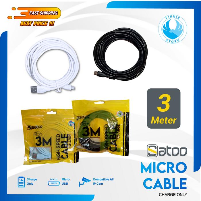 Gambar Kabel Micro USB 5 Meter / Cable Power for IP Cam & All USB Devices - 3 METER, Hitam dari Finnix Store undefined Tokopedia
