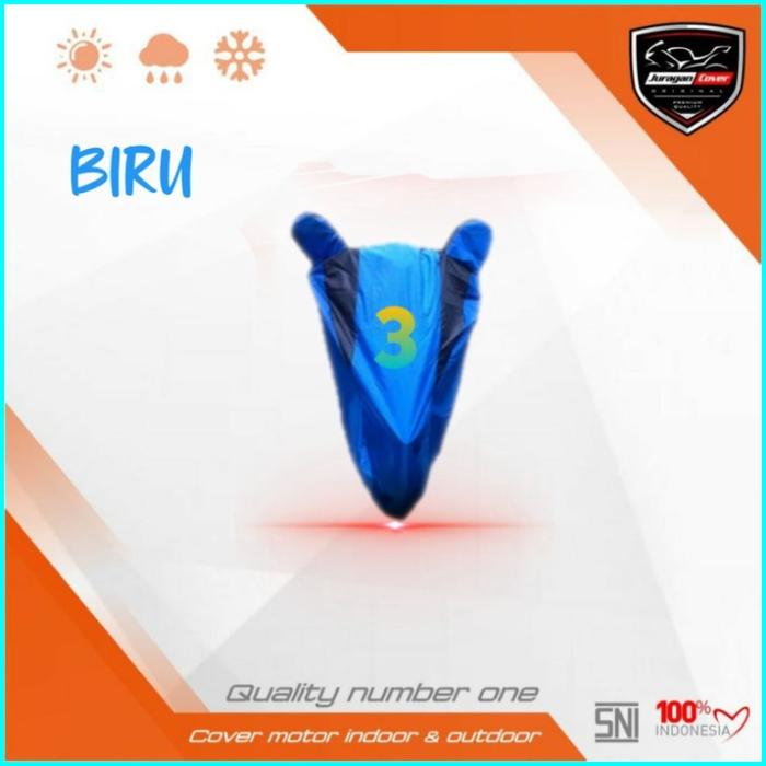 Gambar Cover motor NINJA R / CBR / GSX /  R15 / VIXION / VERZA/ CBR 150 / BYS - biru, ukuran xl dari jeellyshop undefined Tokopedia