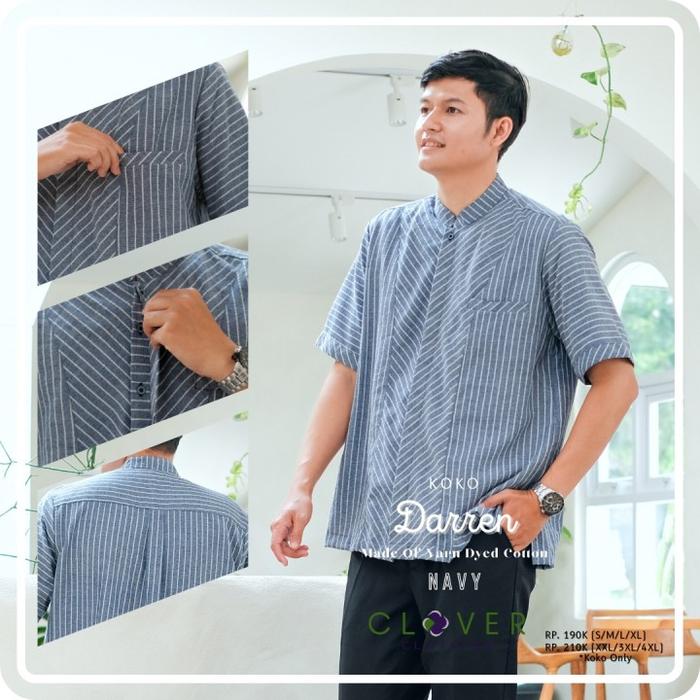 Gambar Atasan Koko Pria - Koko Darren by Clover Clothing - Navy, S dari Maza.idn undefined Tokopedia