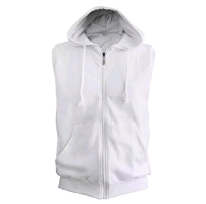 Gambar Jaket rompi pria hoodie fleece katun - Putih, M dari sweaterunik undefined Tokopedia