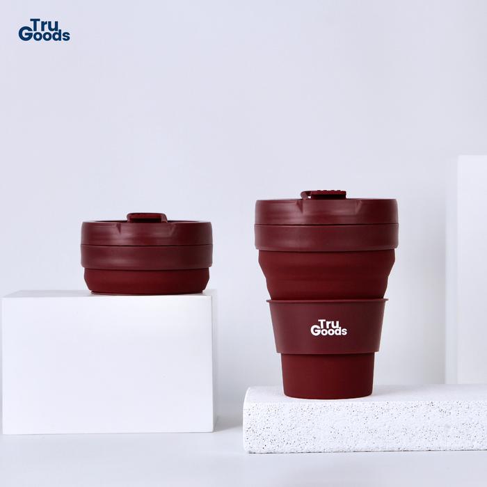 Gambar Foldable Cup Premium Tru Goods / Gelas Kopi Lipat 475 ML - Cup - Burgundy Red dari Tru Goods_NEW undefined Tokopedia