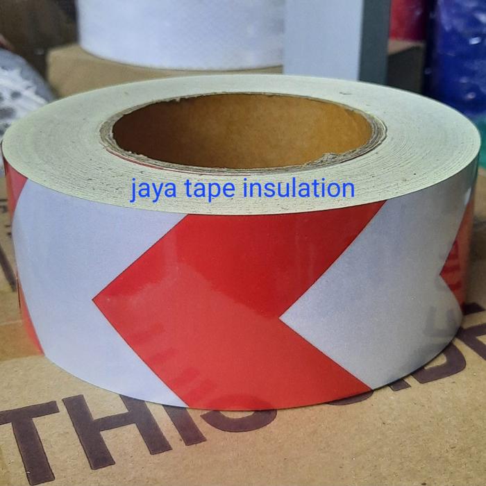 Gambar stiker reflective panah 5 cm x45 meter- sticker arrow kuning hitam - merah putih dari jaya tape insulation undefined Tokopedia