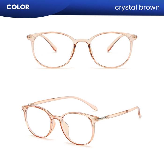 Gambar Kacamata Anti Radiasi Frame Bulat Lentur Pria Wanita - IOOI 234-2 - Crystal Brown, 1.56 Blueray dari IOOI.kacamata undefined Tokopedia
