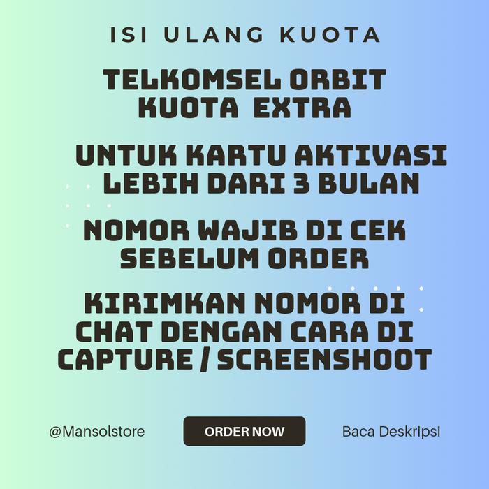 Gambar Voucher Paket Data Telkomsel Orbit Extra / Kuota Internet Telkomsel - 105GB 30Hari dari Mansol Store Bekasi undefined Tokopedia