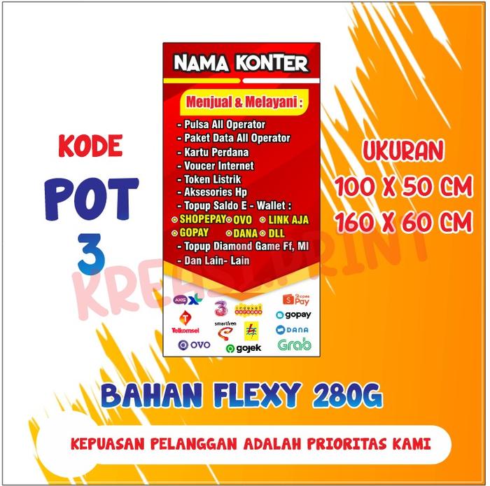 Gambar spanduk konter pulsa FREE DESAIN banner konter potarait - MOTIF POT 3, 160X60 1 PCS dari Kreasi print bandung undefined Tokopedia