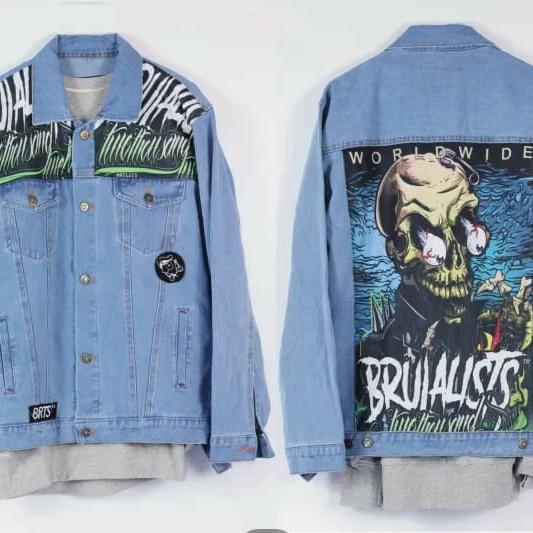 Gambar Jaket Jeans Pria Original Denim Distro Motif Tengkorak MB Terbaru - Bioblitz, M dari MENLY.ID undefined Tokopedia