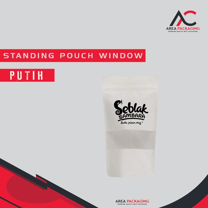 Gambar STANDING POUCH ZIPLOCK WINDOW CUSTOM LOGO - PLASTIK KLIP SNACK MAKANAN - PUTIH MATTE, 16CM dari AREA PACKAGING undefined 4 Tokopedia