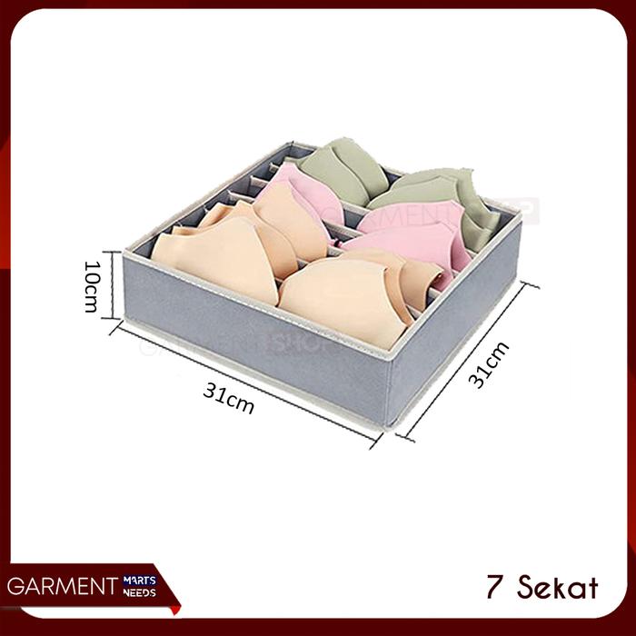 Gambar Kotak Penyimpanan Serbaguna Organizer Kain Sekat Laci Lemari Penyimpan - 7 SEKAT dari GarmentMarts undefined Tokopedia